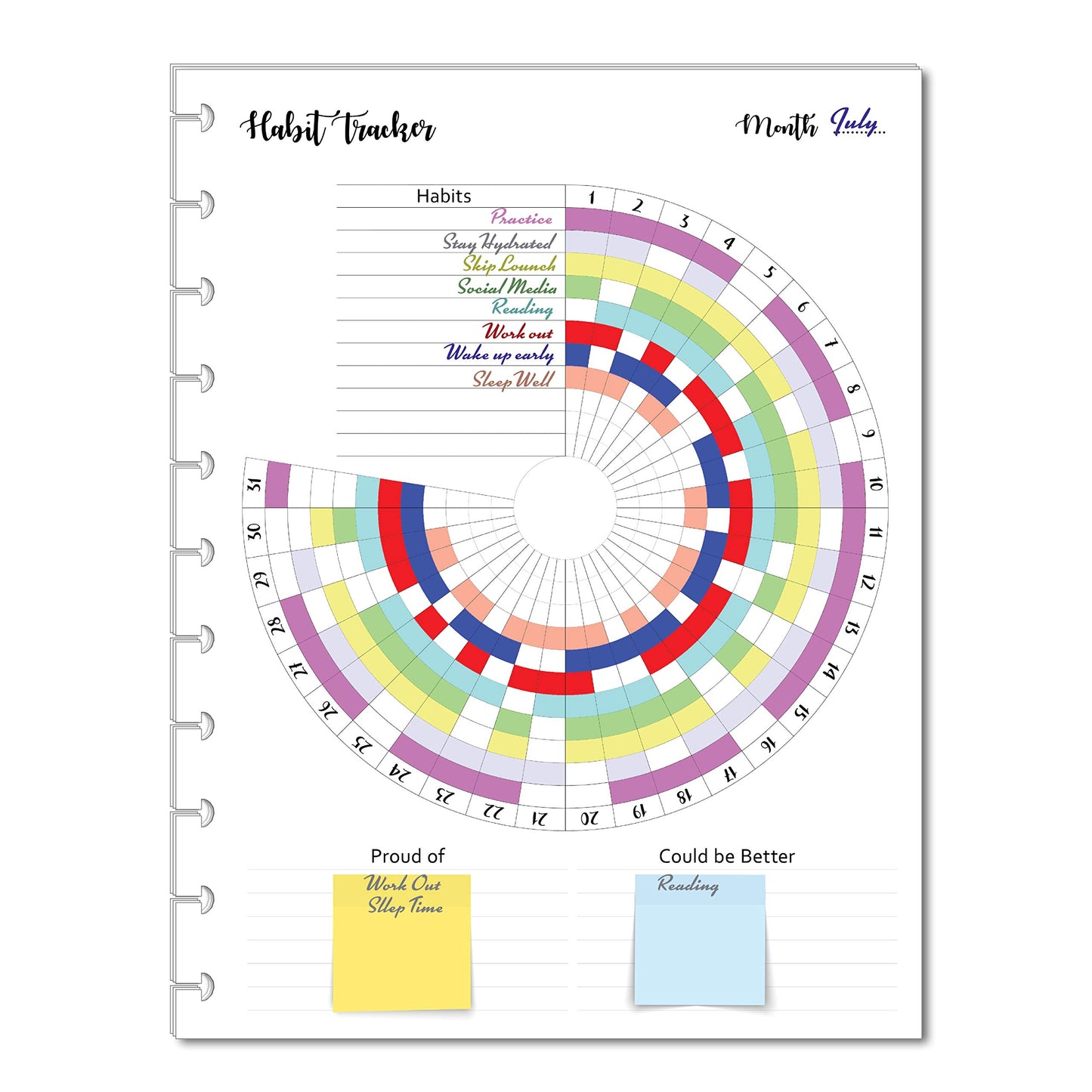 Habit Tracker Inserts for 11 Disc Big Planners, Habit Log, Resolution Tracker, Monthly Habit Planner for Letter Size Planners (11 Disc Big (8.5" x 11"))