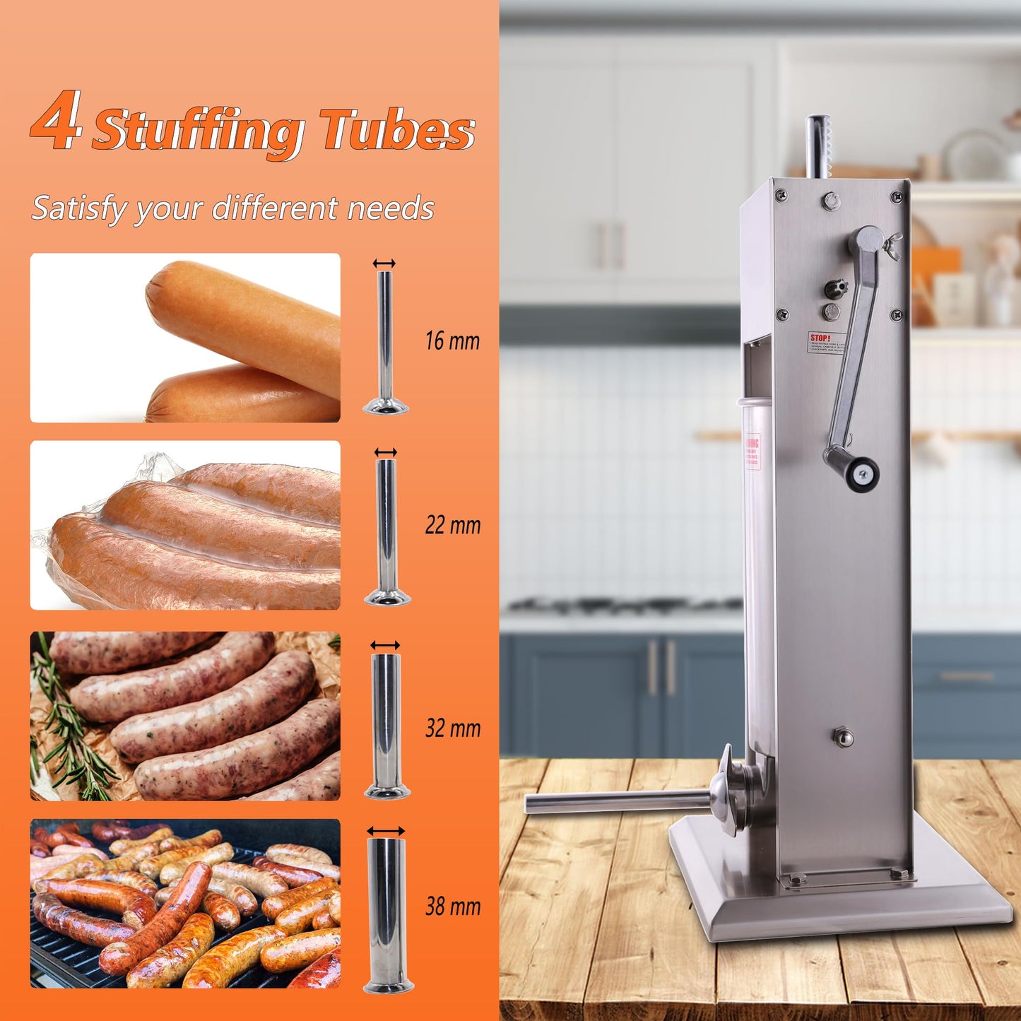 Hakka 7Lb Sausage Stuffer and Sausage Clipper Machine for Making Sausages