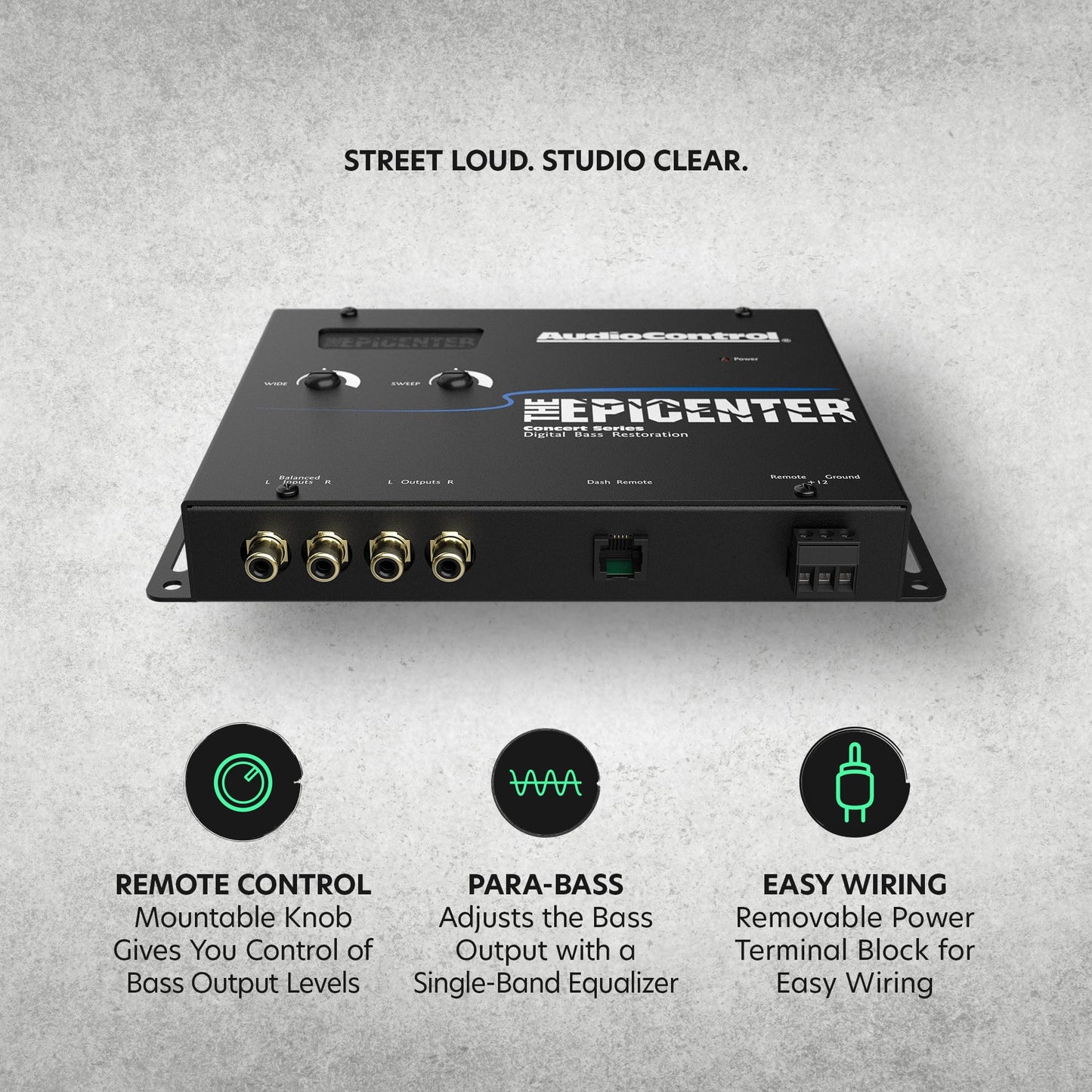 AudioControl The EPICENTER Concert Series Digital Bass Restoration Processor, Car Audio Bass Booster Enhancer with Included Dash Mount Wired Remote Control Knob, ParaBASS, Subsonic Filter (Black)