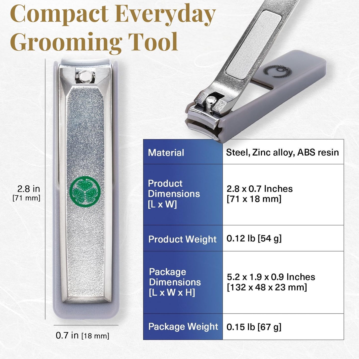 Wablade Japanese Nail Clippers, 2.8 Inch, Made in Seki Japan, Curved Carbon Steel Blade, Built-in Catcher & Nail File, Clean Controlled Trimming for Fingernails & Toenails (Toyotomi Hideyoshi)