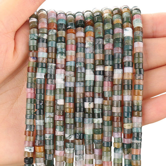 150PCs Natural India Agate Spacer Beads, Loose Semi Precious Flat Round Gemstone Heishi Disc Stone Beads for Beading Jewelry Making 4mm*2mm 38cm