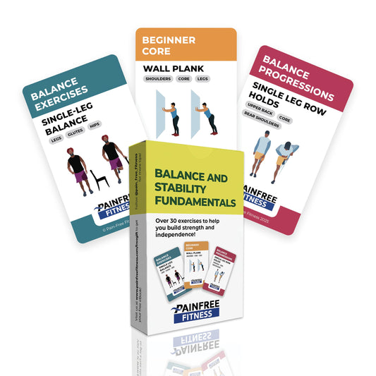 30 Exercise Cards Balance & Stability 3X5'' - Training Exercise Deck of Cards for Women & Men - Beginner to Intermediate - QR Video Guides & Inclusive Artwork - Tear-Resistant