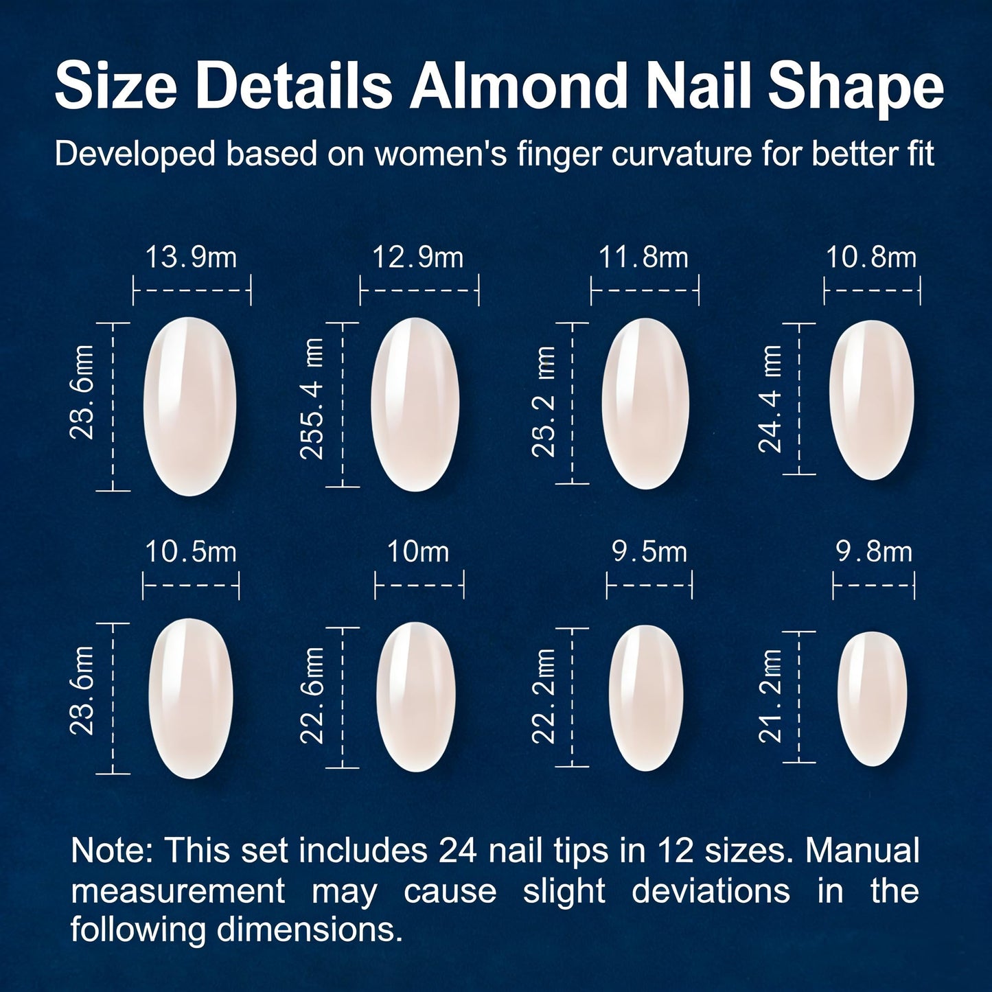 C.Z.Z.T.T.NAILS 24pcs Press On Nails with Jelly Glue ，Translucent Fake Nails Nude Gradient Long Almond Nail Art,Perfect for Women, Professionals & Beauty lovers
