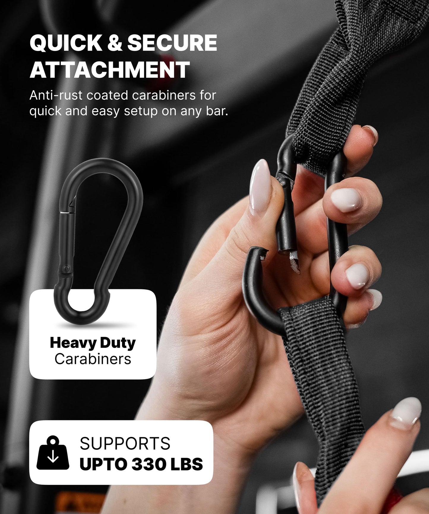 DMoose Fitness Hanging Ab Straps for Pull Up Bar & Core Strength Training - Exercise Straps for Ab Swing & Leg Raises, Hang Bar Strap with 2 Steel Carabiners - Abs Equipment for Home (Military Green)