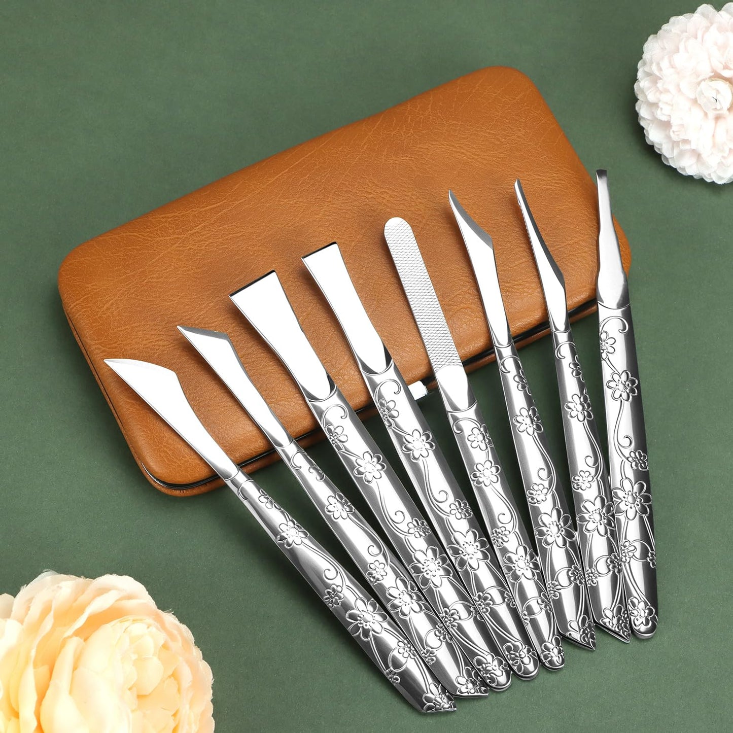 QWORK Ingrown Toenail Tool, 8 Pcs Foot Shaver Pedicure Tool, Stainless Steel Dead Skin Removal Kit, for for Ingrown Foot Fingernail Care