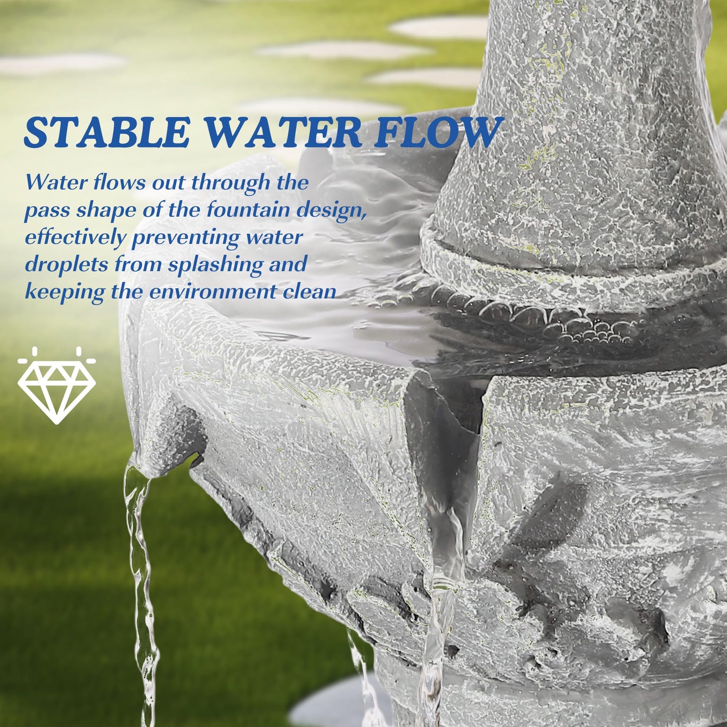 TOBYUL Italian Outdoor Water Fountains Garden Decor - 48.4''H Fountains and Waterfalls Outside, Large Cascading Indoor Floor-Standing Resin Bubbler Fountain Features W/Pump for Patio, Yard (Gray)