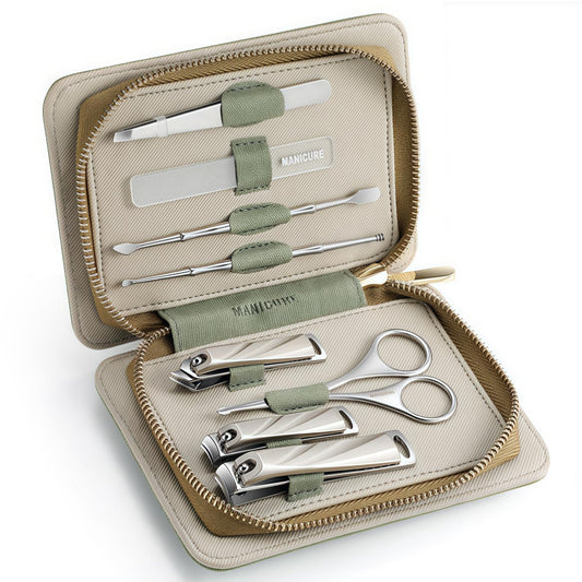 HAPPITON 8-Piece Manicure Pedicure Set-Stainless Steel Nail Clippers Toenail Fingernail Cutters with Travel Case Complete Grooming Kit (Green)