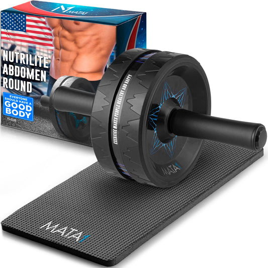 Mata1 Ab Roller Wheel, Abs Workout Machine, Perfect for Core & Abdominal Strength Training, Exercise Wheels for Home Gym w/Knee Pad, Fitness Equipment for Sports
