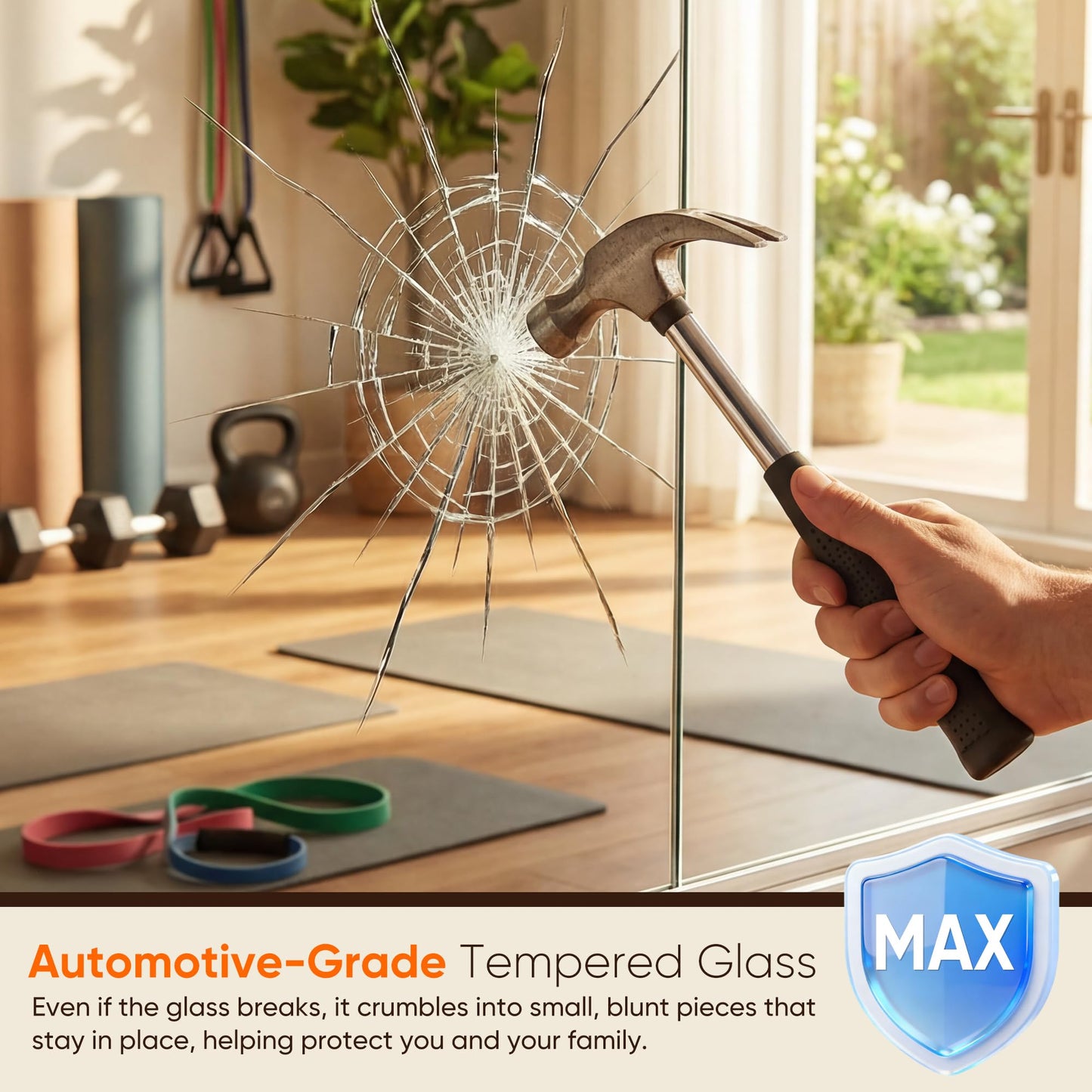 Antok Home Gym Mirror 48"x24" 3PCS, Large Full Length Wall Mounted Mirrors, Frameless Tempered Glass Full Body Mirror for Gym Yoga Dance Studio Garage Bedroom & Bathroom