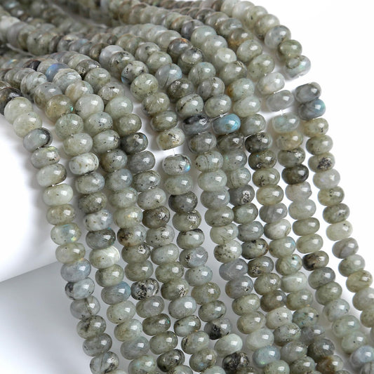 5x8mm 76pcs Natural Gray Labradorite Stone Rondelle Spacer Loose Beads Abacus Disk Stone Round Loose Gemstone Beads for Jewelry Making DIY Bracelet Necklace