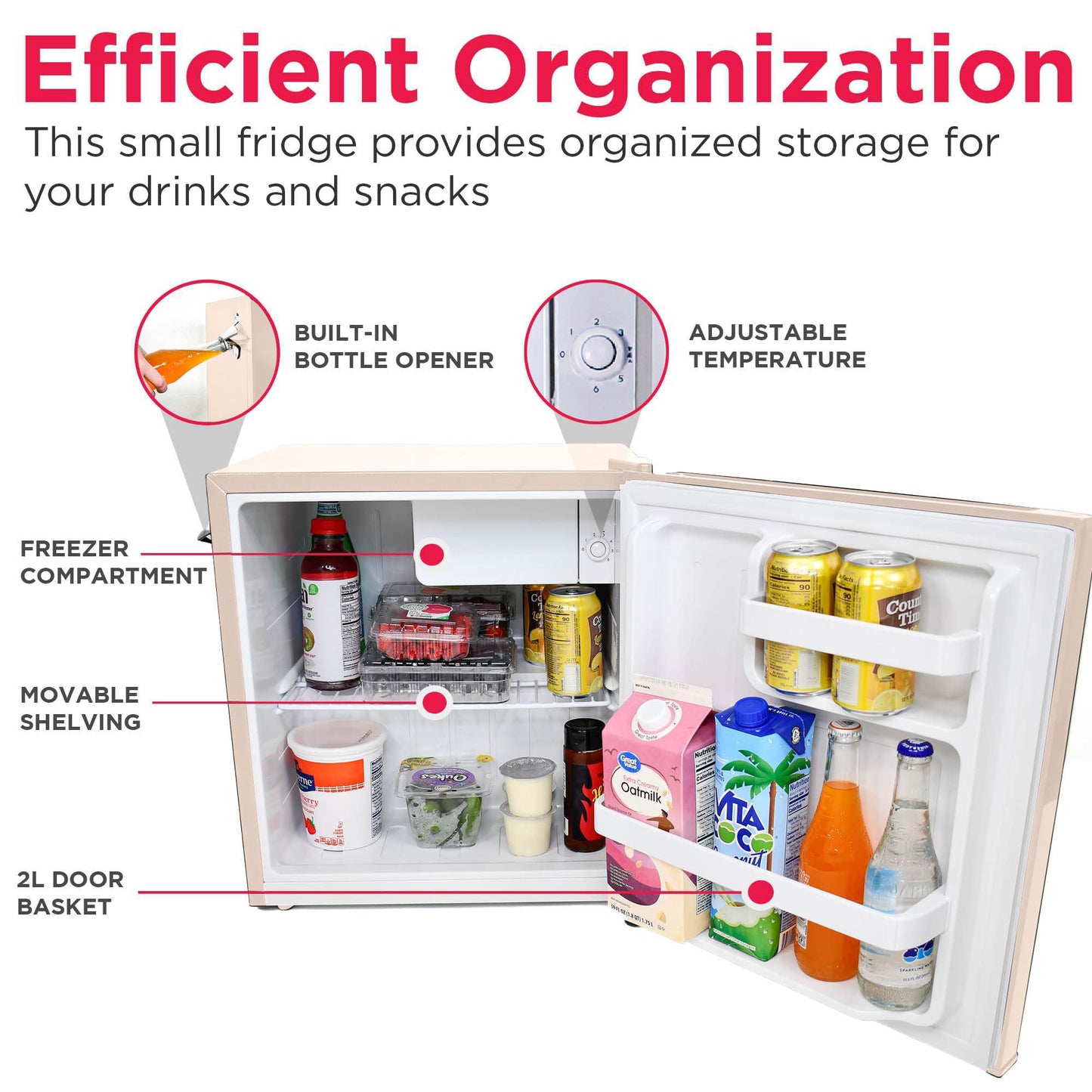 Frigidaire Coral EFR176- AMZ EFR176 Retro Mini Refrigerator-Energy Saving-Adjustable Thermostat Control-Side Mounted Bottle Opener-Ideal for for Dorm, Office, RV, Garage, Apartment 1.6 Cubic Feet