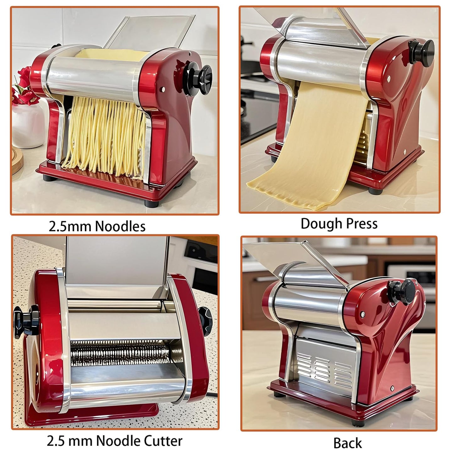 SHILINTONG Electric Pasta Maker Household Noodle Making Dough Pressing Machine Built-in 2.5mm Cutter 135W 5Kg/H Output for Commercial Home Use
