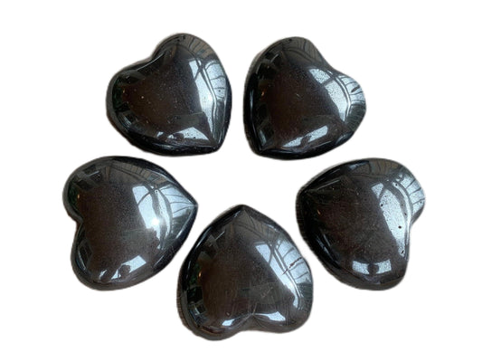 GAF TREASURES Hematite Heart Crystal, Gray, 1.75" - 2" (45mm - 50mm), 4-5 oz, 126.75 Carats, SI1-SI2 Clarity, Untreated