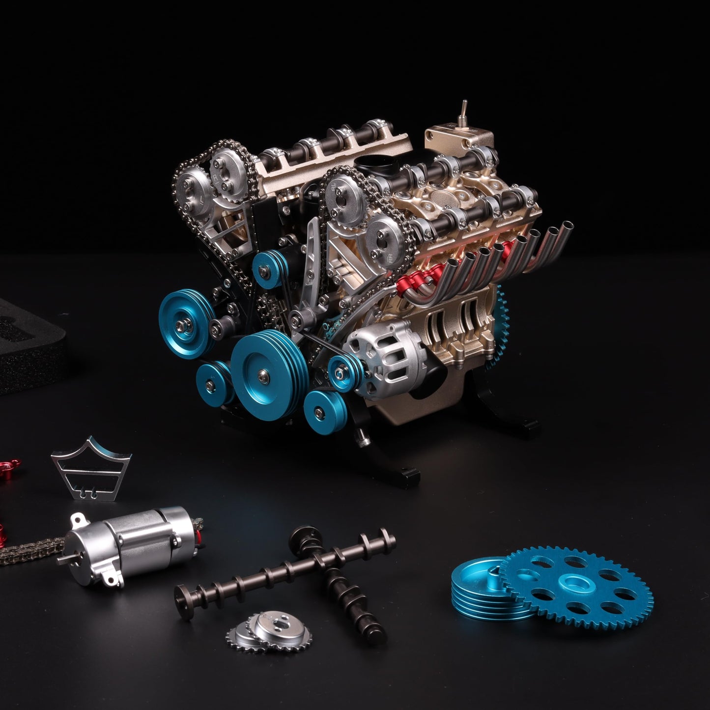 TECHING v8 Engine Model kit That Works Metal Mechanical Metal Assembly DIY Car Engine Model Kit 500+Pcs Educational Experiment (8 Cylinder Engine)