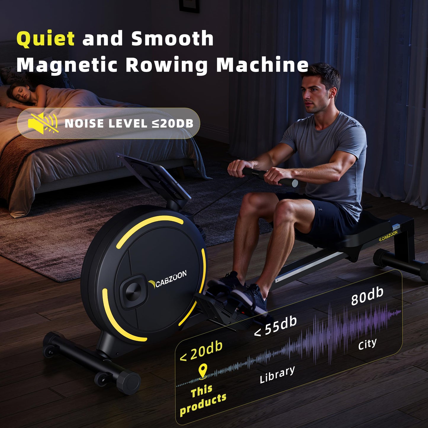 CABZOON Rowing Machines for Home，Magnetic Rowing Machine，Max 265lbs Weight Capacity, Quiet Rower with Tablet Holder，16 Levels of Resistance