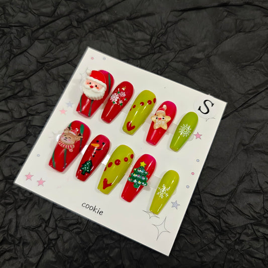 10Pcs(1Pack) Handmade Press On Nails Long Almond Nails 30mm Sunny Sprite Nails Purple Yellow 3D Flower Cute Design Glossy Nail Art for Women Party Holiday Daily Wear Size L