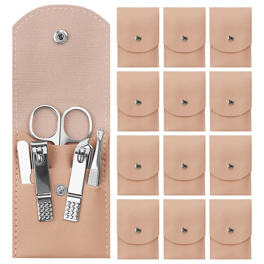 Manicure Set Bulk, Nail Clippers Kit Stainless Steel Fingernail Clippers Set, Sturdy Nail Tip Cutter Trimmers Professional Grooming Toenail Clippers Personal Pedicure Kits Gift Pink (12 Pack 7 in 1)
