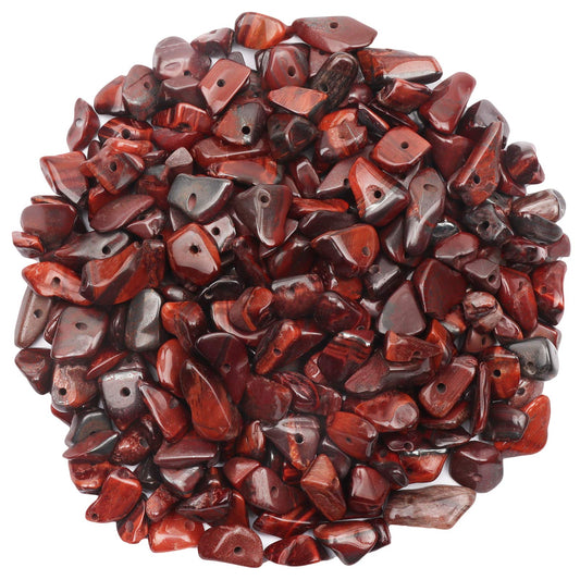 500 pcs Natural Chip Stone Beads, Red Tiger Eye 5-8 mm Irregular Gemstones Healing Crystal Loose Rocks Bead Hole Drilled for Jewelry Making Bracelet