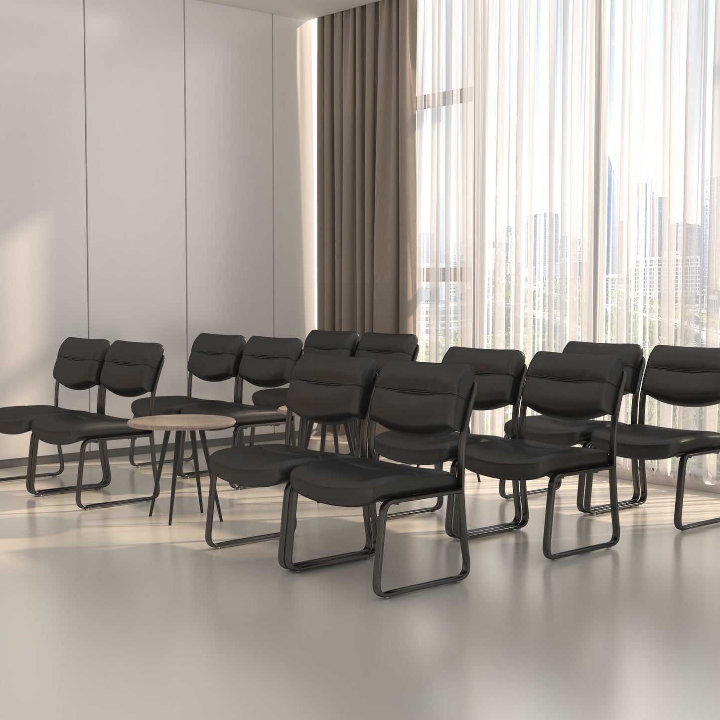 Boss Office Products B9539 Leather Sled Base Side Chair in Black, 250