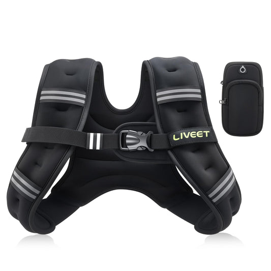 Liveet Weighted Vest, Weighted Vest for Women Men, 10lb Weight Vest with Pocket Reflective Strips Adjustable Buckle Straps SGS Certified Weight Vest for Walking Running Strength Training Cardio Workout