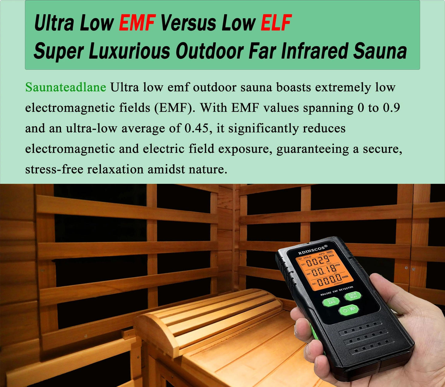 LTCCDSS Ultra-Low EMF Outdoor Sauna 2 Person, Mahogany Far Infrared Sauna for Home EMF Average 0.5 mG, Chromotherapy, Bluetooth Speaker