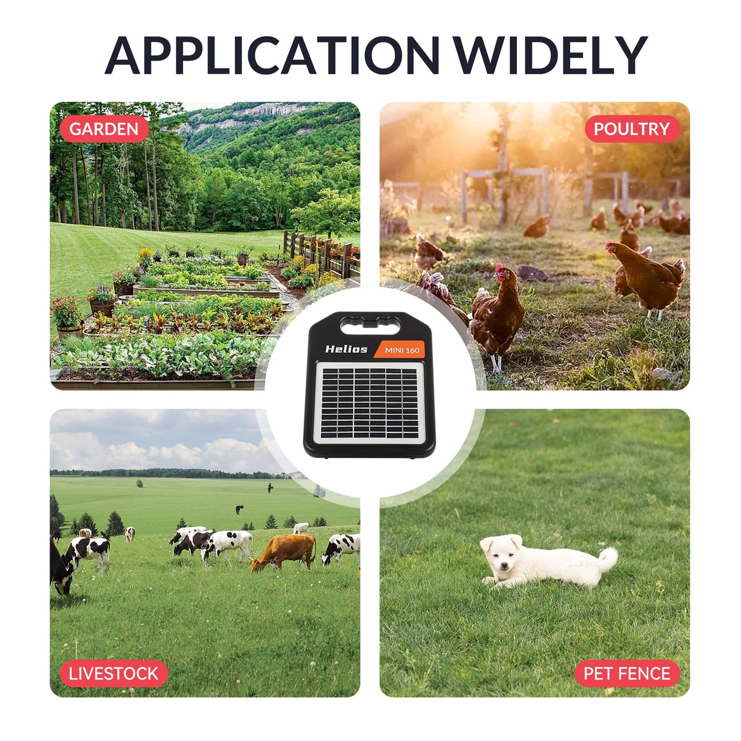 Solar Electric Fence Set: MINI160 + MINI250 Solar Electric Fence Charger, 0.11Joule & 0.18Joule for Versatile Protection