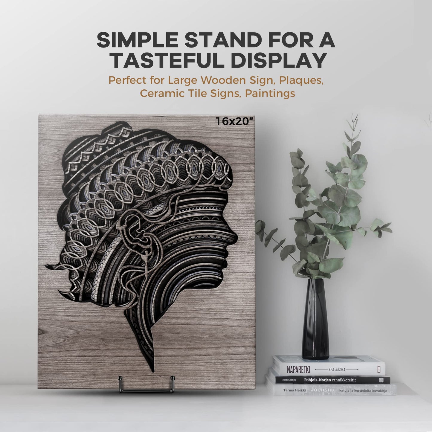 TR-LIFE 4 Pack 8 Inch Large Plate Stands for Display - Holder Stand + Metal Frame for Picture, Book, Decorative Platter, Photo Easel