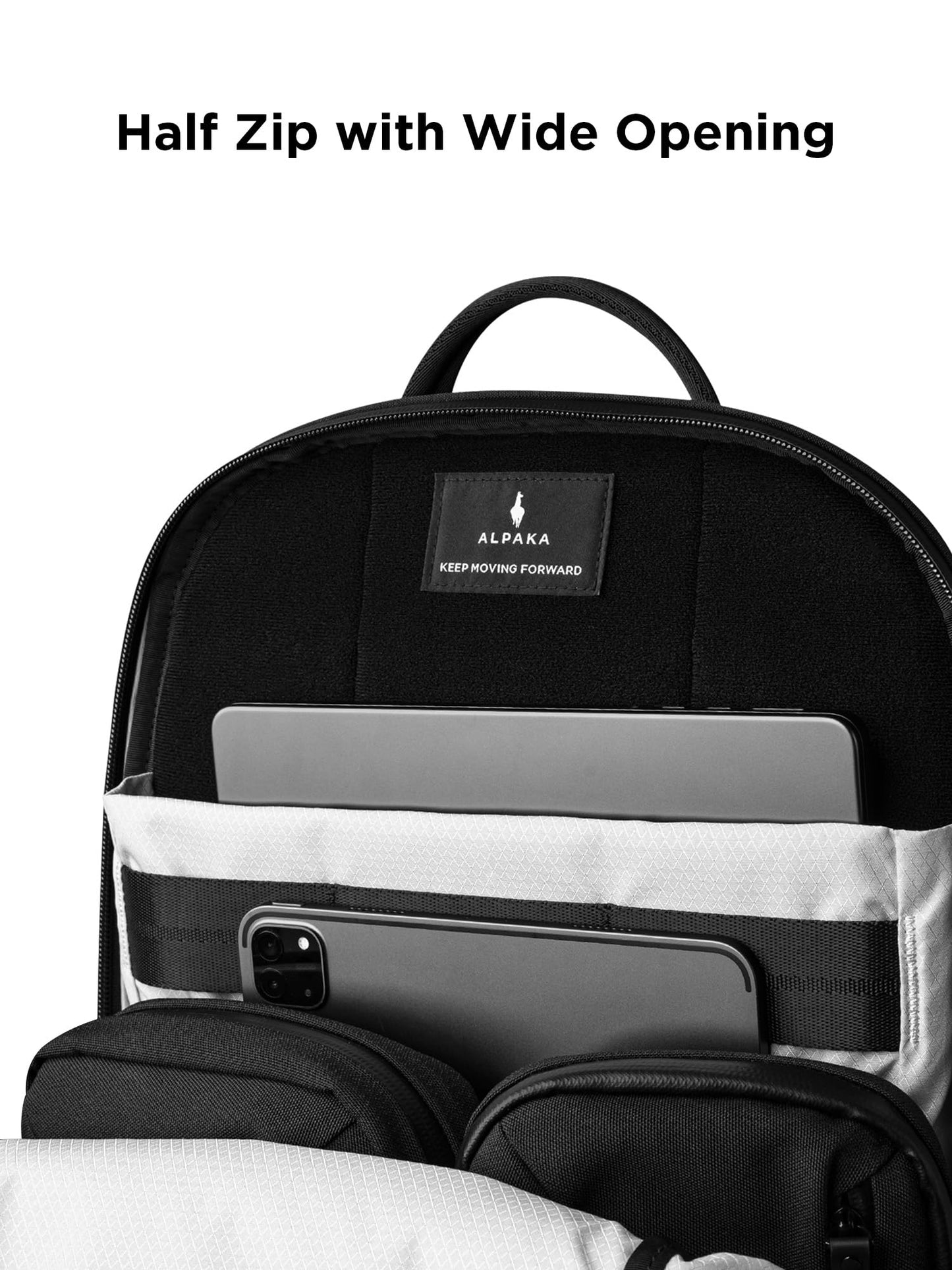ALPAKA Elements Backpack Pro 24L - Black Laptop Backpack Fits 16'' Laptop with Dual Bottle Pockets, Travel Backpack for Men, Weather-Resistant 400D Axoflux Fabric for Business or College