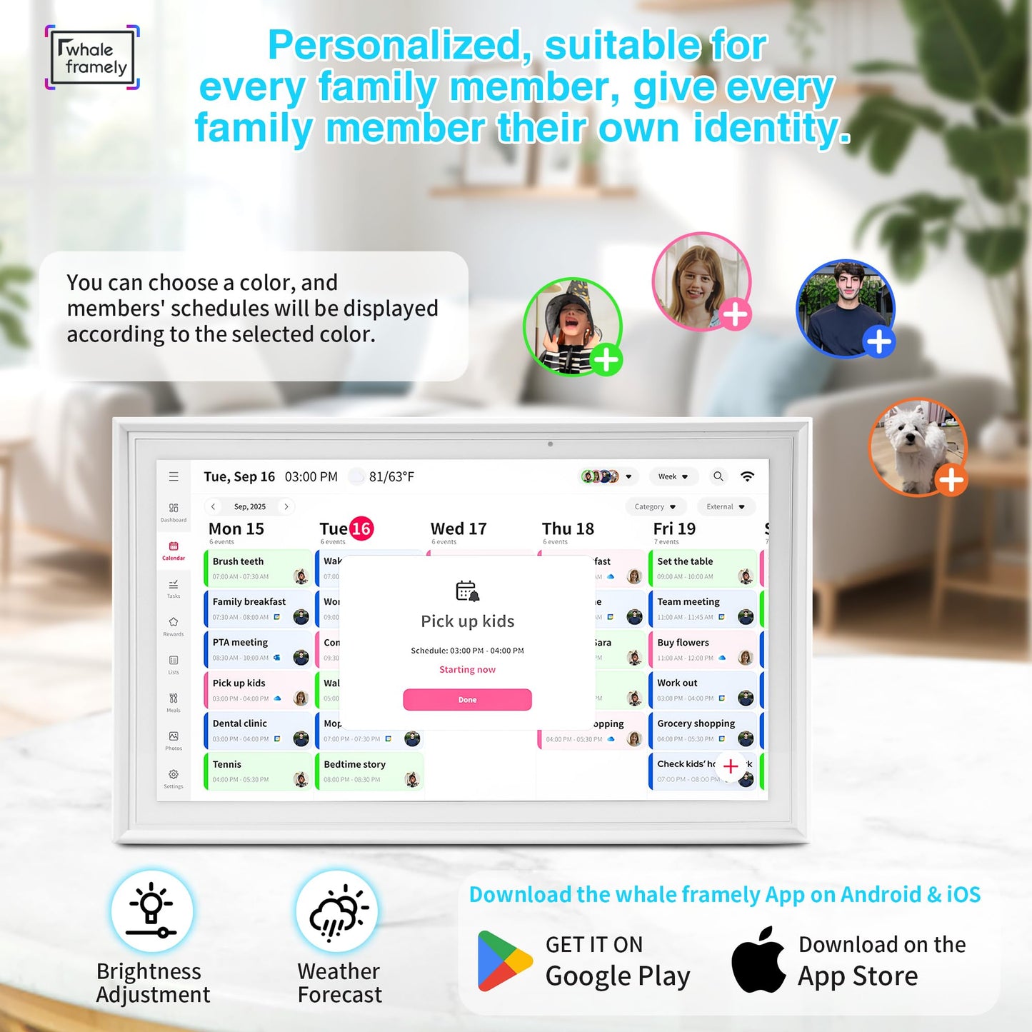 15.6" Smart Digital Calendar,Family Command Center Large Wall Planner with Chore Chart & Meal Planning, Real-time Sync with Google/Outlook, HD Digital Photo Frame, Gift for Parents & Busy Families
