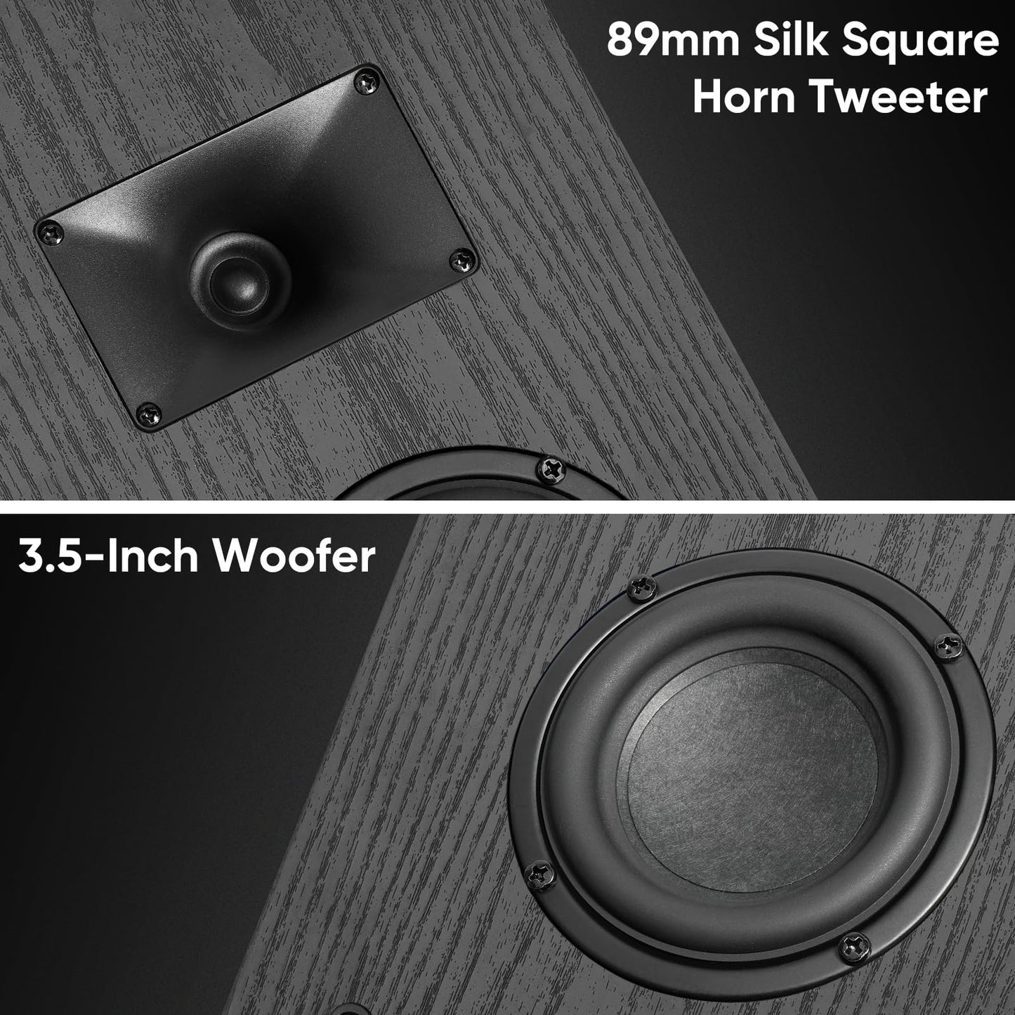 Saiyin On-Wall Speakers (Pair),Flexible Install Wall-Mountable Surround Speaker,4 Ohms,3.5-Inch Woofer with Horn Tweeter,2-Way Passive Speakers for Home Theater, Living Room,Office