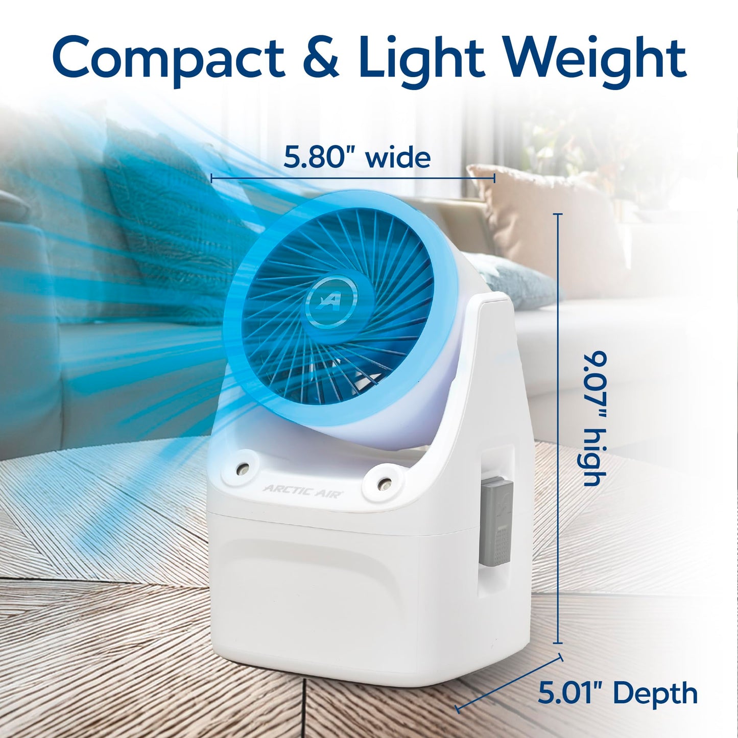Arctic Air Ice Jet X3 Portable Air Cooler,Dual Mist Modes, Up to 8-Hour Cooling Time, 3-Speed Portable Cooler with Adjustable Airflow, USB C, LED Mood Light, Lightweight, Great for Home & Travel