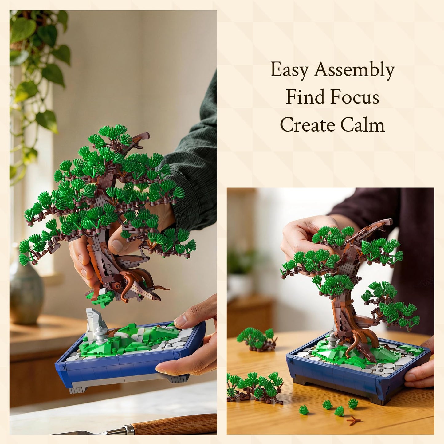 Wise Block Bonsai Tree Building Set, 950 pcs Pine Building Blocks, Artificial Bonsai Tree Plants for Home Decor, DIY Arts & Crafts Kits