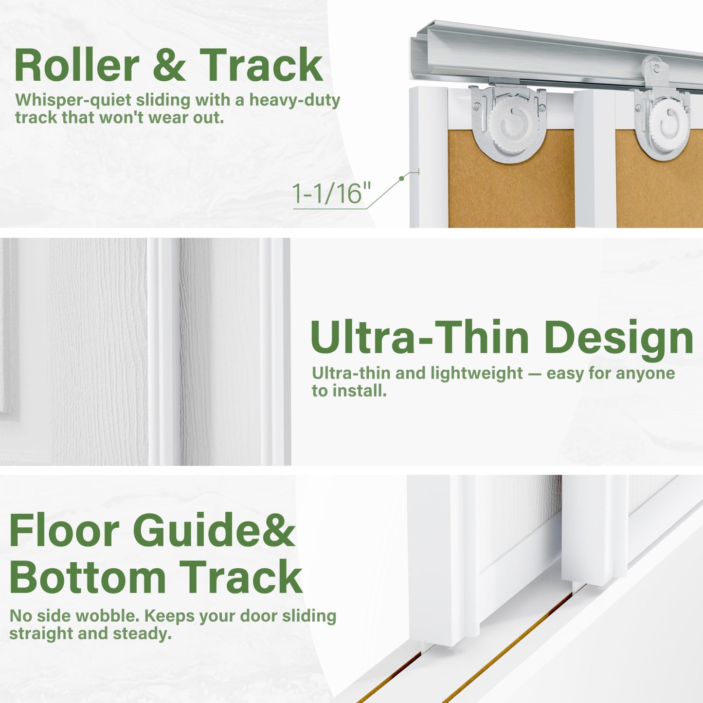ARKHJEM Sliding Closet Door 60"(Double 31") x80, Raised Textured 6-Panel Hollow Core Bypass Closet Doors, Preassembled White Primed Paintable Door Panels with Top & Bottom Track Hardware Kit