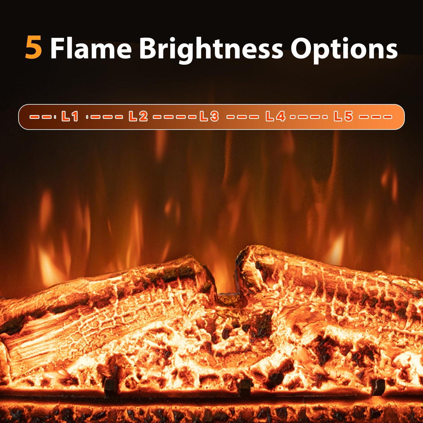Dreamflame 50 inch Electric Fireplace, Wall Fireplace Electric with Remote Control, Realistic Log and Crackling Sound, Overheating Protection and Timer, 750/1500W Black