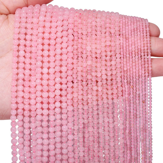 Songxi 90pcs 4mm Rose Quartz Natural Round Stone Beads for Jewelry Making, Smooth Loose Small Gemstone Beads for Bracelets Necklace, Chakra Stones with Energy Power