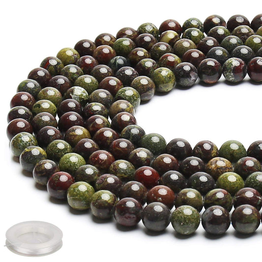 70PCS Natural 8MM Healing Gemstone, Dragon’s Blood Energy Stone Round Loose Beads, Semi-Precious Crystal Beads with Free Elastic String for Jewelry Making DIY