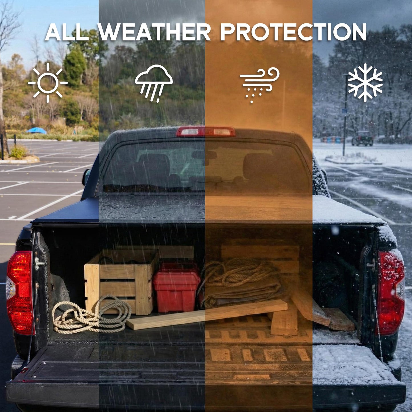 Albott 5 FT Soft Tri-fold Truck Bed Tonneau Cover for 2016-2026 Toyota Tacoma Bed Cover for Trucks (Only Fits Models with Factory Deck Rail System)