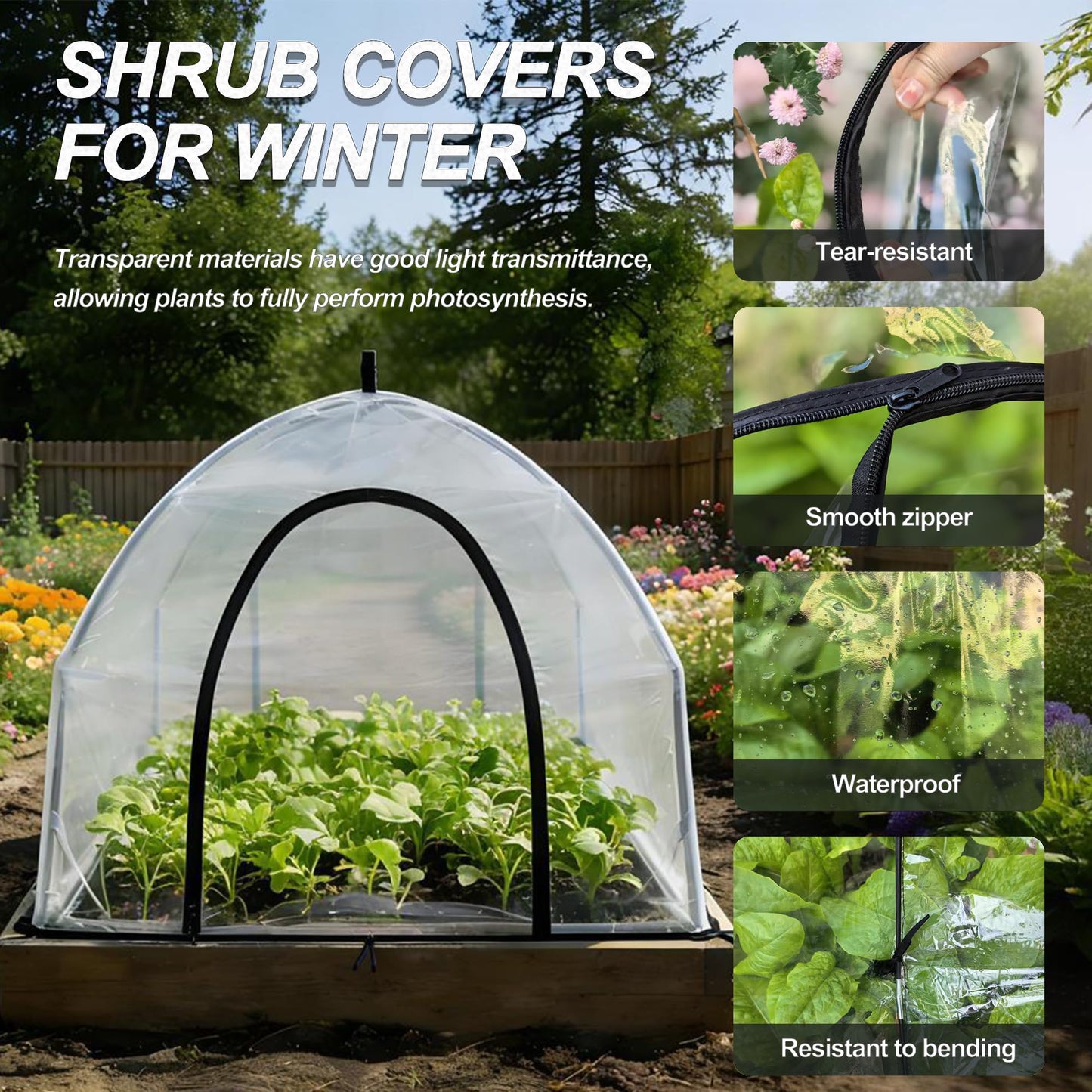 36″*36″*35.5″, Mini Greenhouse Winter Plant Warm Covers - Raised Bed Cover for Seed Starting, Warm Tent Freeze Protection Humidity Domes for Gardening & Winter Shelter and Protecting Plants, 2pcs