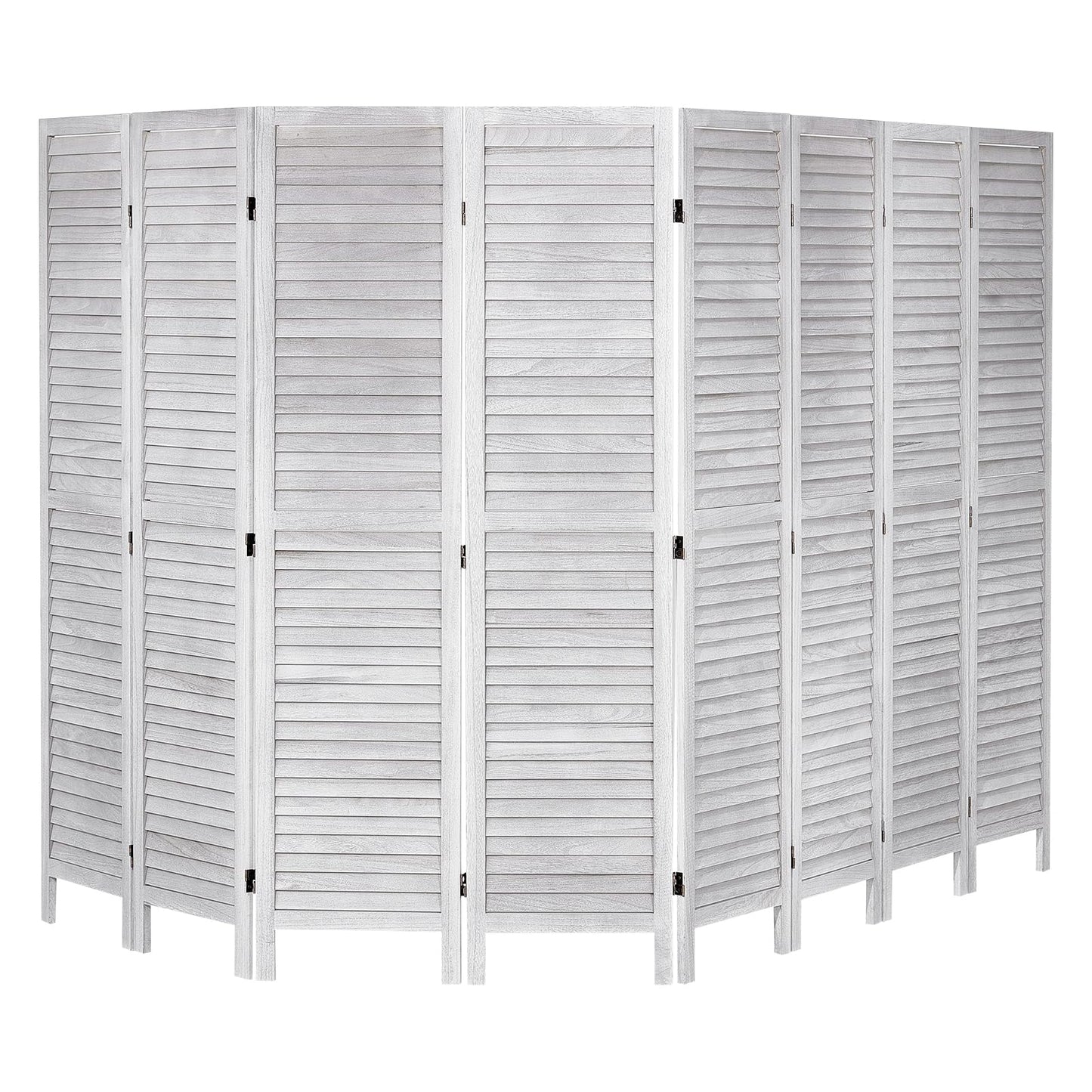VEVOR Wood Room Divider, 8 Panel Wood Folding Privacy Screen, 66.9 Inches Tall Indoor Louvered Wooden Partition, Portable Decoration Screen, for Room Separation, Home, Office, Restaurant & Bedroom
