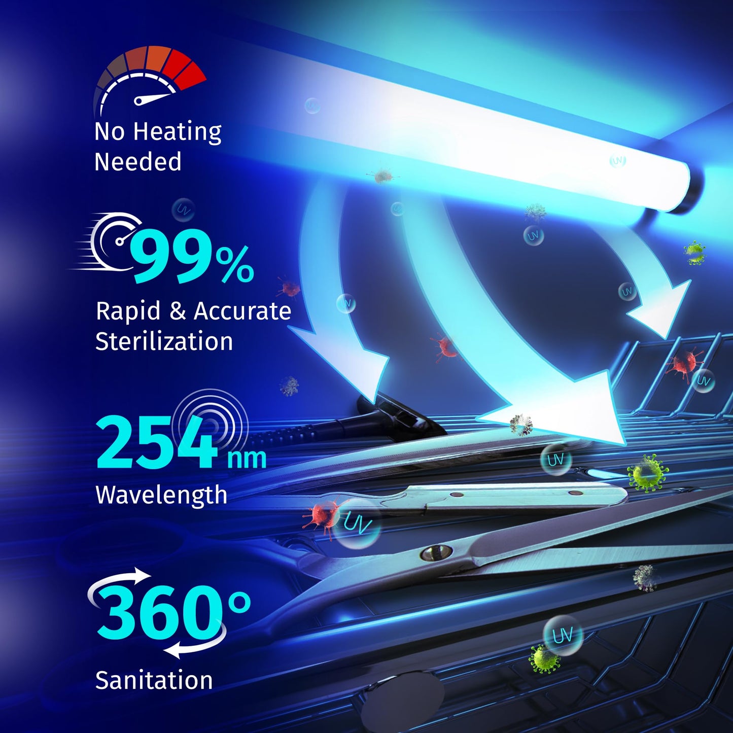 JJ CARE UV Sterilizer 8 Liter Capacity, UV Light 99% Sterilization Killing Efficiency, LED Timer UV Sterilizer Cabinet for Salon, Spa, Office and At Home Use, Professional Tabletop UV Sterilizer,