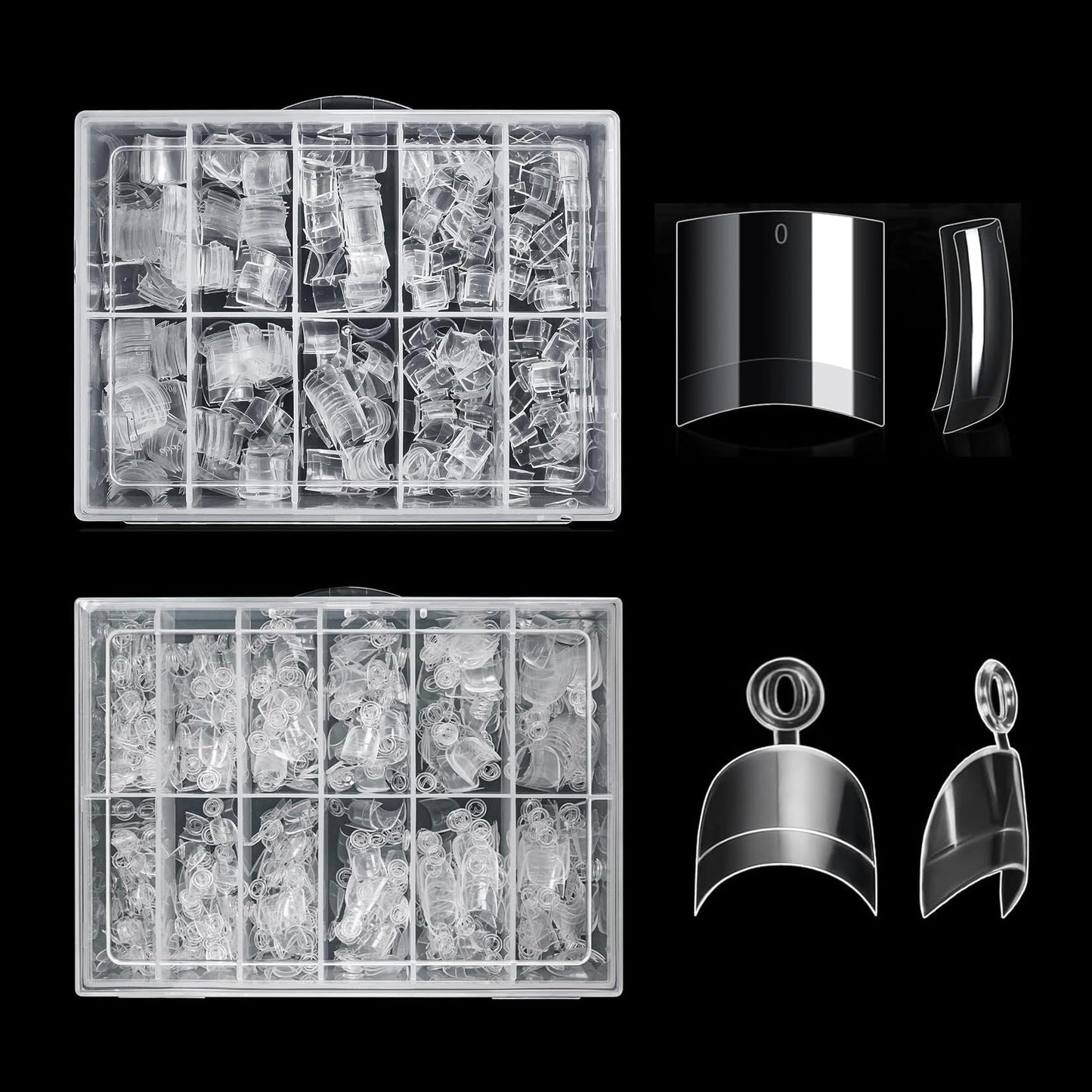 Buqikma 500PCS & 600PCS Clear Artificial Nails - Short Oval & Half Cover French Tips Round Shape