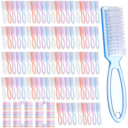 100 Pcs Handle Grip Nail Brush for Cleaning Fingernails Cleaner Scrub Brush Bulk Manicure Tools Scrub Cleaning Brushes Kit, Use for Nail and Toe (Bright Colors)