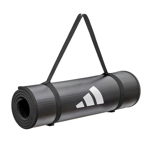 adidas 10mm Extra Thick Training Mat with Carrying Strap and Non-Slip Textured Base - Cushioned Workout Mat for Home Gym, Floor Workouts, and Intense Exercises - Portable and Durable