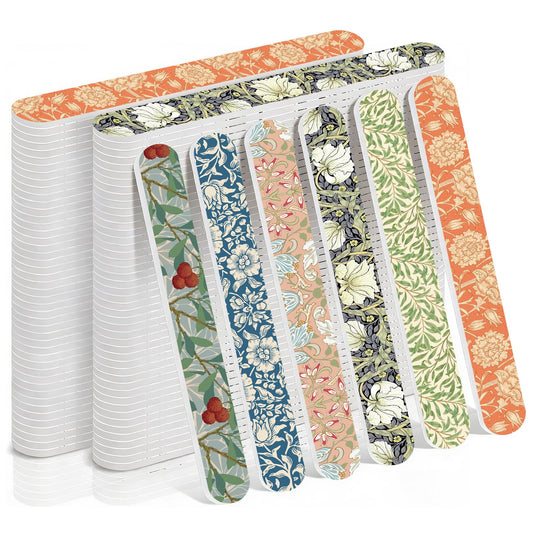 Whaline 48 Pcs William Morris Floral Nail File Set Double-Sided Emery Board Manicure Tools Vintage Retro Spring Flower Greenery Fingernails Shaping Buffing Smoothing Filer for Girl Women Gift Supplies