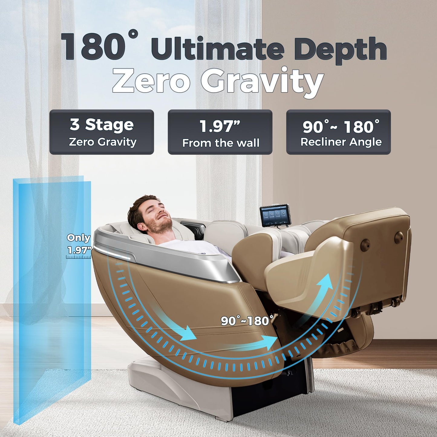 iBooMas P03 4D Zero Gravity Massage Chair,APP Control Massage Chairs Full Body with SL Track,Touch Screen Navigation,Yoga Stretch,Foot Roller,Heat,Airbags,Wireless Charger (Beige)