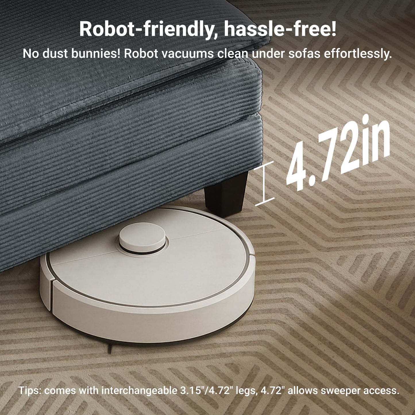 Amsleekey Modular Sectional Sofa, 111.5" U-Shaped Corduroy Comfy Sectional Couches for Living Room, 3-Seater Cloud Couches with 2 Movable Ottomans, Flexible Combination Modern Deep Seat Sofa (Grey)