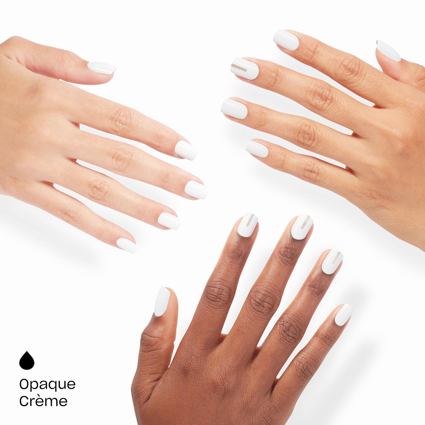 OPI On Point Hawt Date Lined Up | Short Round White with Silver Shimmer Nail Art Press On Nails | 24 Count with Glue | Long Lasting, Reusable, Non-damaging | Fall 2025 Shades