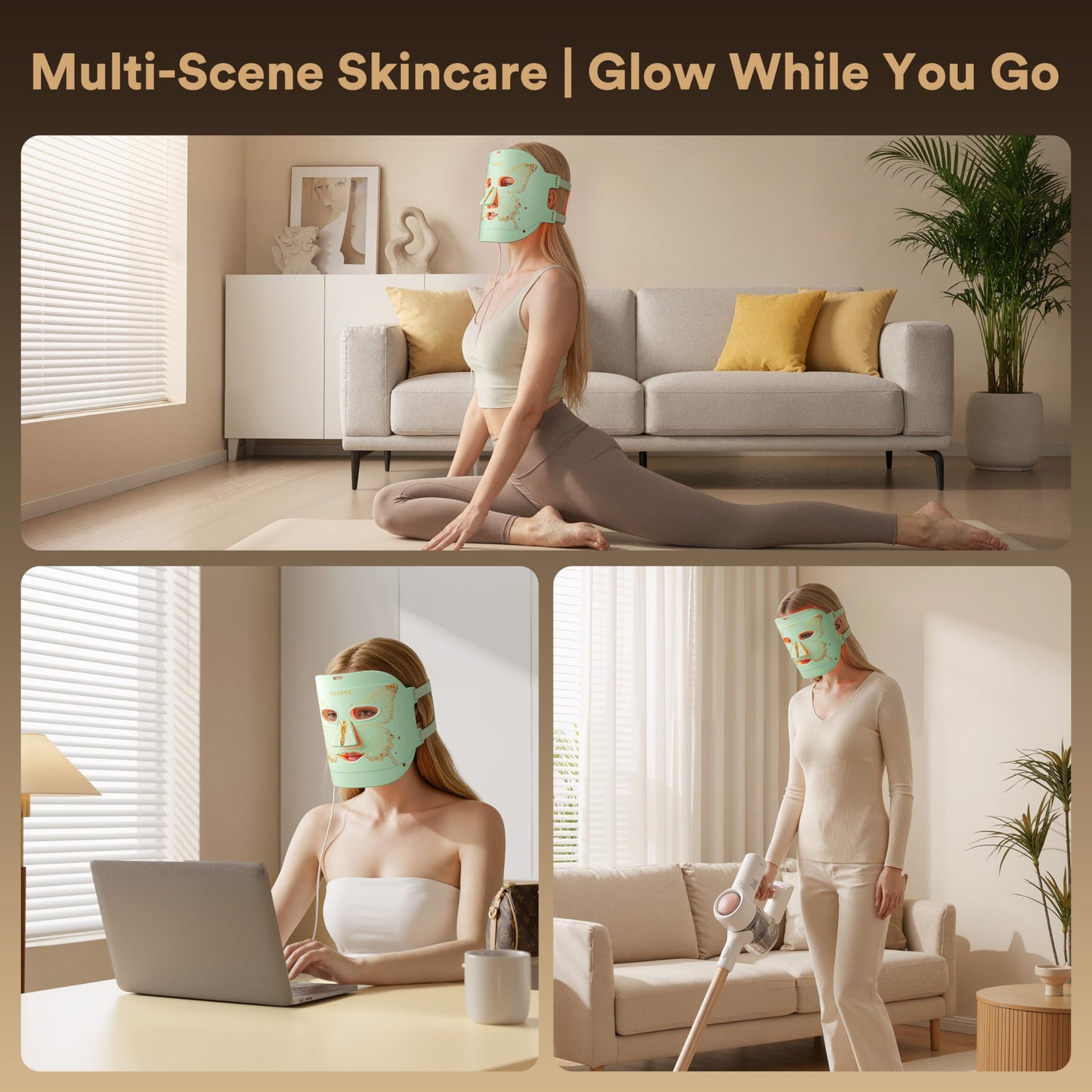 Red Light Therapy for Face, LED Face Mask Light Therapy, 324 LEDs and 4 Modes Light Therapy Mask, Infrared Face Mask Light Therapy and Red & Blue Dual-Light for Wrinkles, Fine Lines and Blemishes