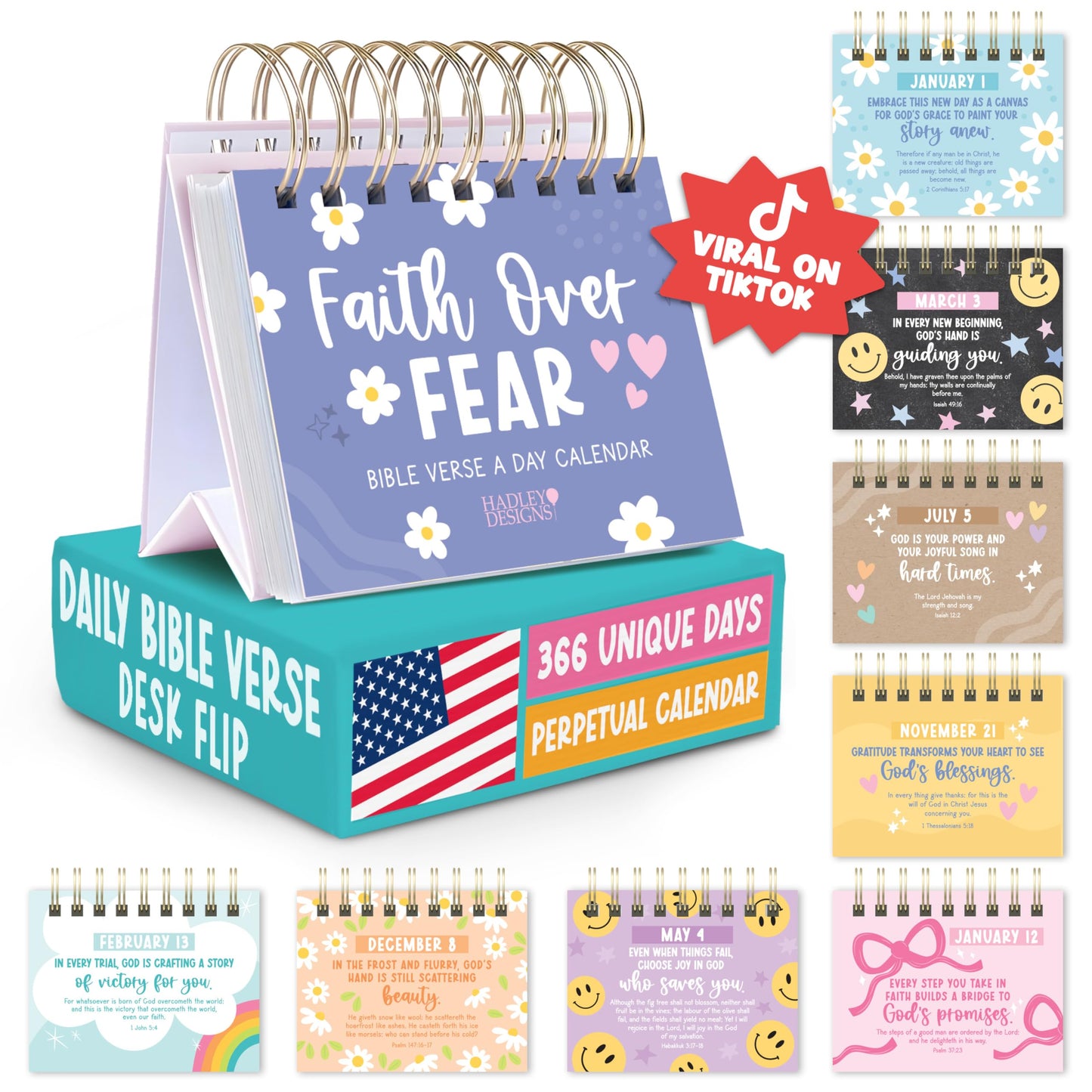 Daily Bible Verse Desk Flip Calendar 2026 - Daily Scripture Flip Calendar, Inspirational Desk Calendars 2026, Christian Perpetual Calendars, Motivational Quotes for Desks, Christian Graduation Gifts
