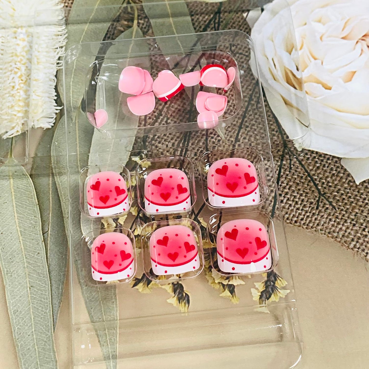 FIEONCIY Press on Toenails with Designs Acrylic Fake Nails for Toe Artificial False Nails with Charms Glue on Toe for Spring Summer Stick on Toenails for Women Girls(F182)